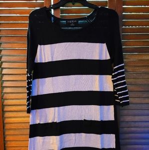 August Silk medium black/tan sweater dress